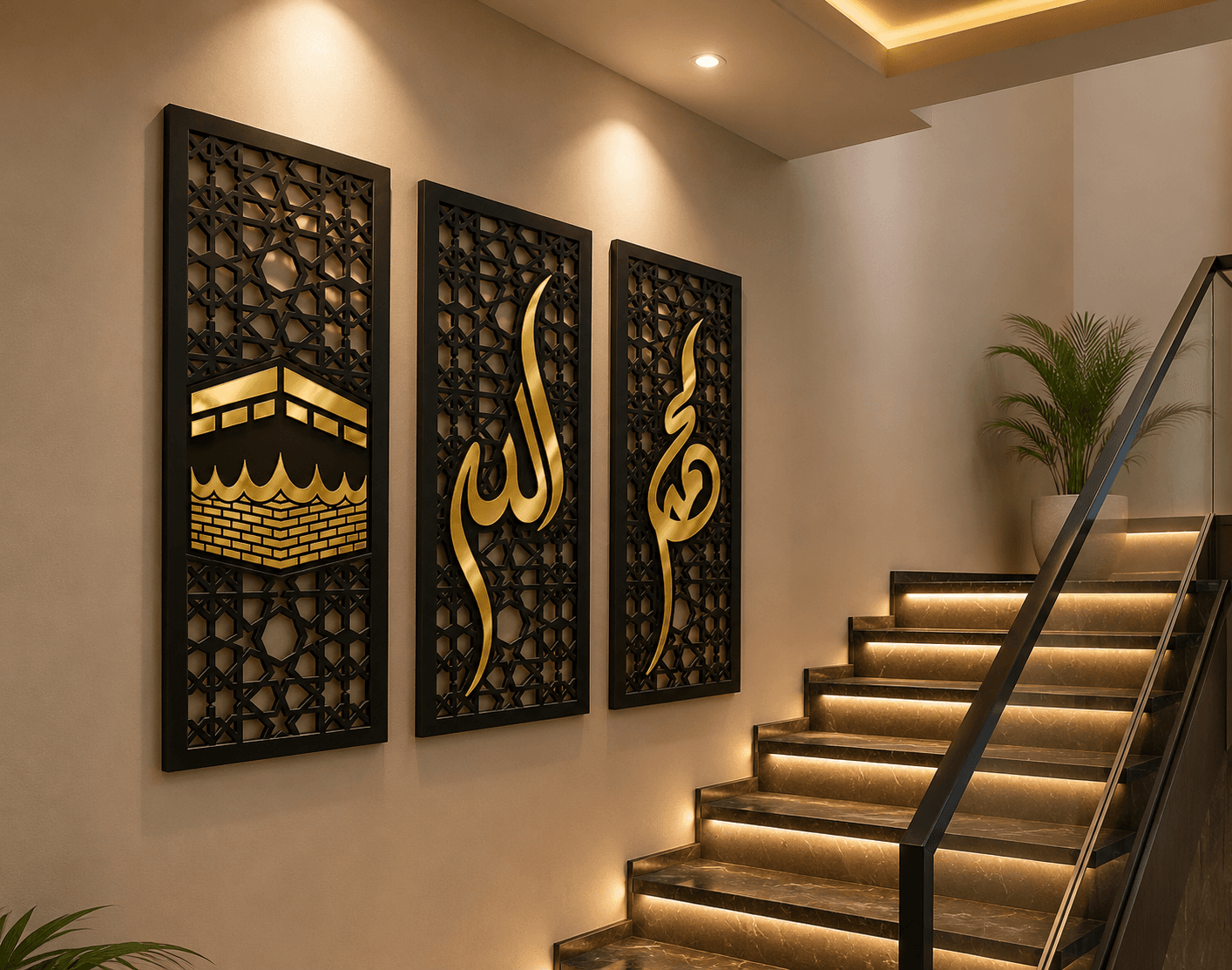 Islamic Wall Art Set – Allah Muhammad Kaaba