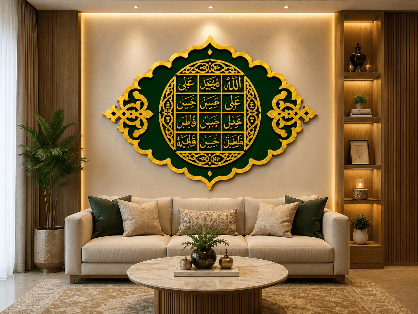 Islamic Names Wall Art – Green & Golden