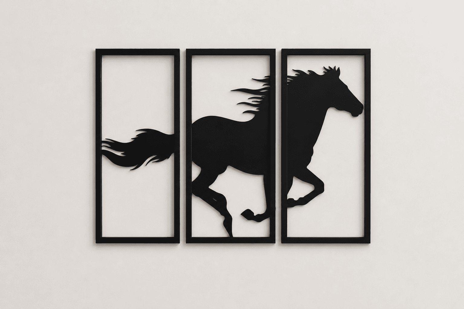 3 Panel Running Horse Wall Art thumbnail 2