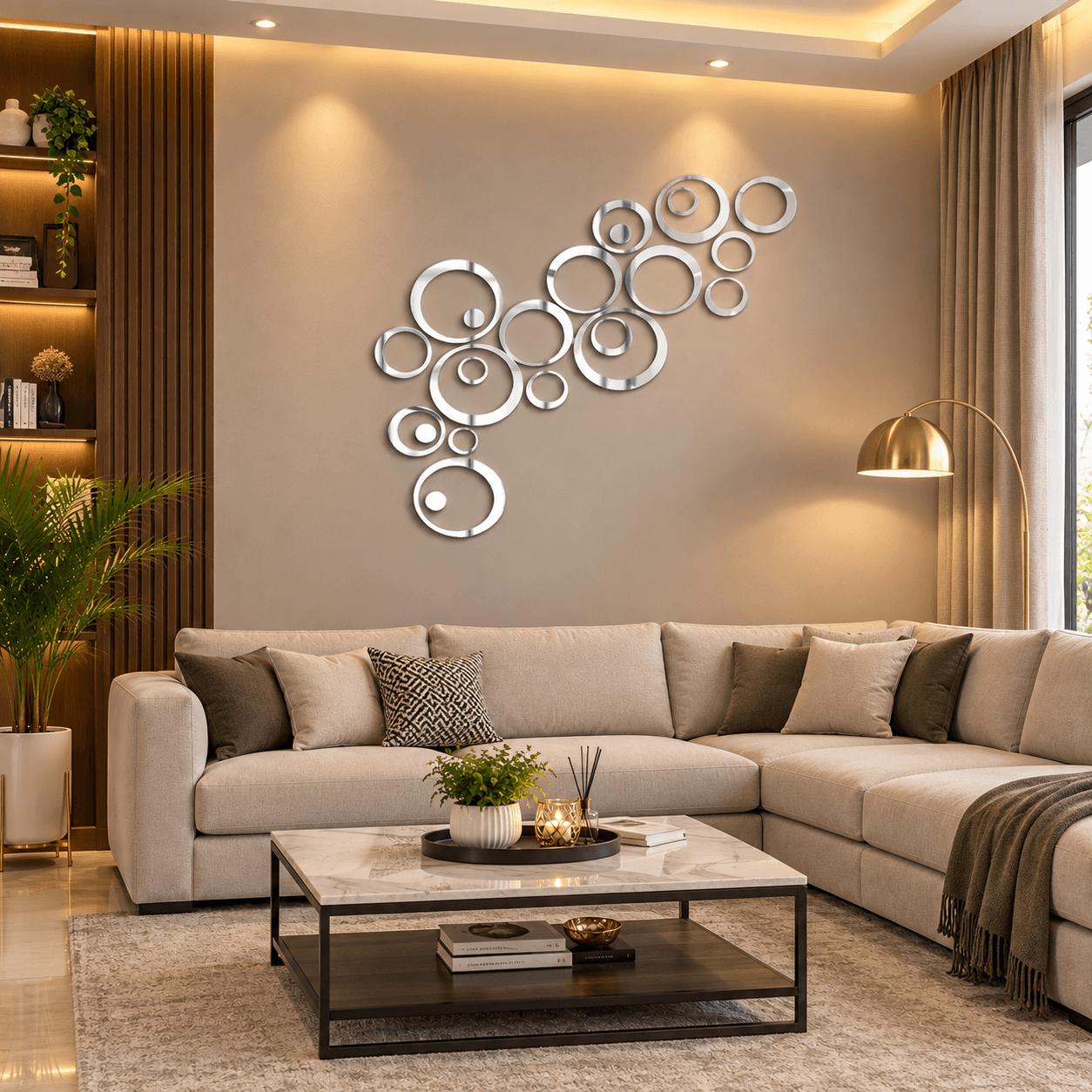 Modern Silver Circle Wall Art